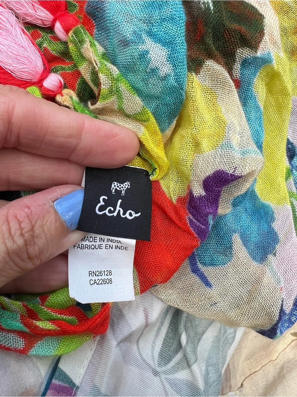Echo Floral Tassel Scarf Wrap Boho Festival Lightweight Viscose Statement Shawl